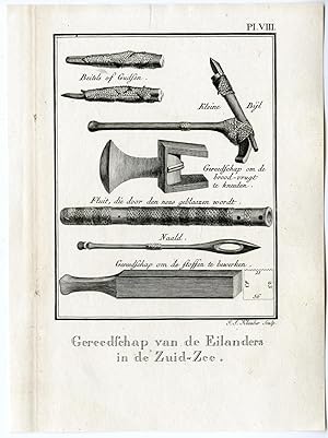 Pl. VIII-Tools-Tahiti-Polynesia J.S. KLAUBER after COOK, 1795