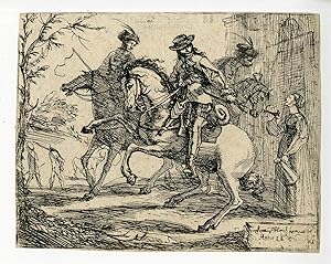 Antique Print-CAVALRY-HORSES-TAVERN-FRANCK after own design-1656