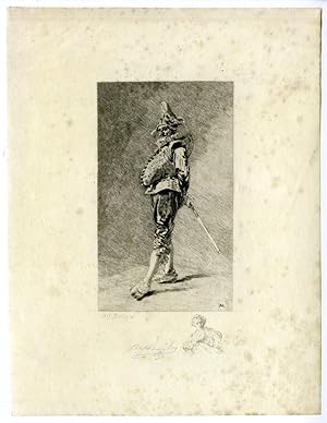 Rare Antique Master Print-THEATRE-COMMEDIA DELL'ARTE-Meissonier-Boilot-19th.c