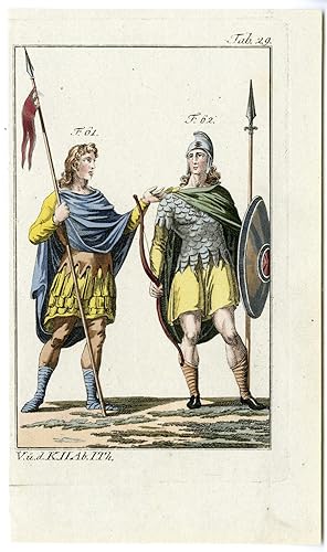 ANGLO SAXON-SOLDIER-ARMOUR-WEAPONS-PL.29 After FERRARIO, 1823