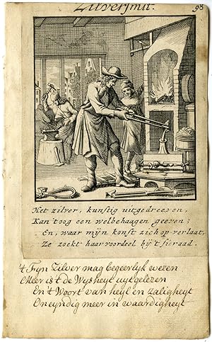 Antique Print-PROFESSION-ZILVERSMIT-SILVERSMITH-Luiken-Clara-1720