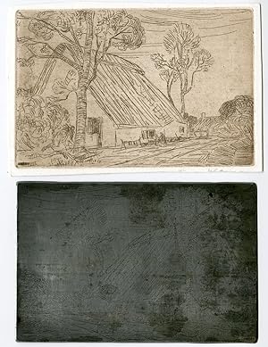 FARMHOUSE-BARN-LANDSCAPE 'Untitled' Etienne BOSCH, ca. 1905