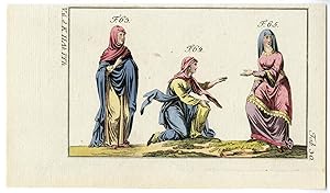 ANGLO SAXON-WOMAN-MANTLE-VEIL-COSTUME-PL.30 After FERRARIO, 1823