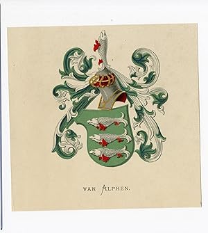 Antique Print-VAN ALPHEN-COAT OF ARMS-FAMILY CREST-WENNING after VORSTERMAN-1885