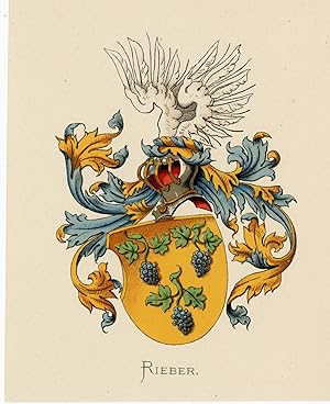 Antique Print-RIEBER-COAT OF ARMS-FAMILY CREST-WENNING after VORSTERMAN-1885