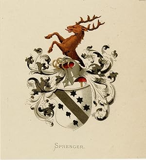 Antique Print-SPRENGER-COAT OF ARMS-FAMILY CREST-WENNING after VORSTERMAN-1885