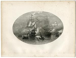 Antique Print-DUTCH-ENGLISH SEA BATTLE 1672-SOLEBAY-STEELINK after LENNEP-1880