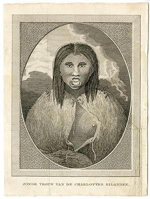 WOMAN-NATIVE-HAIDA GWAII-CHARLOTTE ISLANDS After PORTLOCK-DIXON, 1795