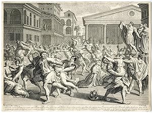 Seller image for RAPE-SABINE WOMEN-ROME-ROMULUS Matthys POOL after POUSSIN, c. 1700 for sale by Pictura Prints, Art & Books