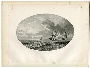 Antique Print-FOUR-DAY-SEA BATTLE-SECOND ENGLISCH WAR-STEELINK after LENNEP-1880