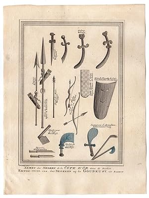 AFRICA-GOLD COAST-INDIGEOUS WEAPONRY 'Armes des negres de la Cote d'Or' Jacobus SCHLEY after PREV...