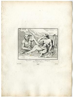 Antique Print-JUPITER AS SATYR-ANTIOPE-PUTTI-PL.XXV-POOL after BOSSUIT-1727