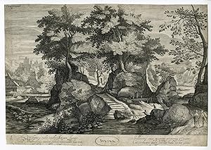 Antique Print-AVRORA-AURORA-LANDSCAPE-HONDIUS after STEVENS-c. 1650
