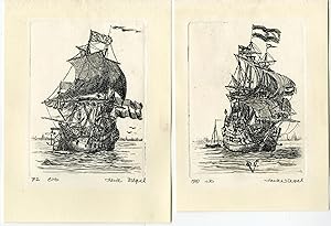 Antique Print-VOC-SAILING SHIP-BOAT-HENK SIEPEL after own design-1972