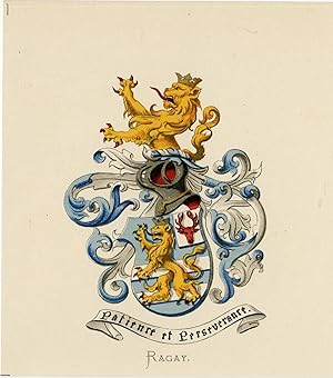 Antique Print-RAGAY-COAT OF ARMS-FAMILY CREST-WENNING after VORSTERMAN-1885