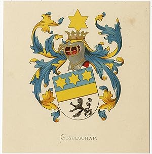 Antique Print-GESELSCHAP -COAT OF ARMS-FAMILY CREST-WENNING after VORSTERMAN-1885