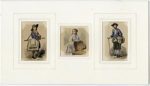 3 Antique Prints-PRINT-BOOK SELLER-COLLECTOR-PEDLAR-G.E. Avril-19th c.