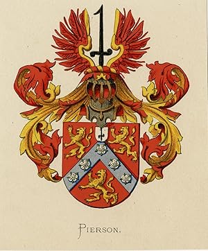 Antique Print-PIERSON-COAT OF ARMS-FAMILY CREST-WENNING after VORSTERMAN-1885