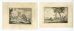 Antique Print-EMBLEMS-RELEASE BIRD-HORSE-DEER-ANONYMOUS-19th.c.