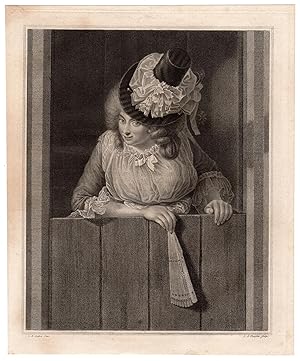 Antique Master Print-ASPETARRE-YOUNG WOMAN IN DOORWAY-Lambert Antoine Claessens after Jean Baptis...