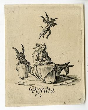Antique Print-PIGRITIA-LAZINESS-SEVEN DEADLY SINS-DEVIL-ALLARD after CALLOT-ca.1620