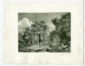 Antique Print-LANDSCAPE WITH SHED-CABIN-ANONYMOUS after own design-c.1800