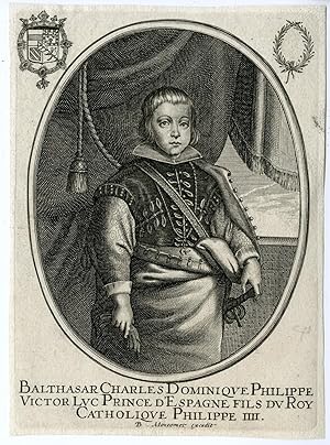 Antique Print-BALTHASAR CHARLES-PRINCE-SPAIN-PORTRAIT-MONCORNET after unknown artist-c.1650