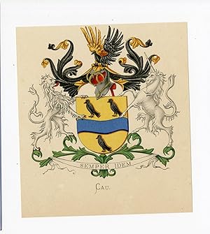 Antique Print-CAU-COAT OF ARMS-FAMILY CREST-WENNING after VORSTERMAN-1885