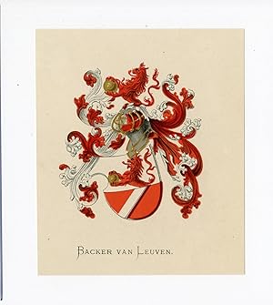 Antique Print-BACKER VAN LEUVEN-COAT OF ARMS-FAMILY CREST-WENNING after VORSTERMAN-1885