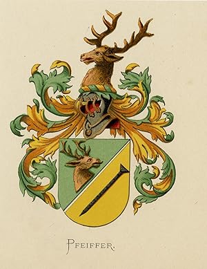 Antique Print-PFEIFFER-COAT OF ARMS-FAMILY CREST-WENNING after VORSTERMAN-1885