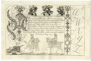 Rare Antique Print-CALLIGRAPHY-ALPHABET-LETTERS-FIGURES-Merken-Cöntgen-1782
