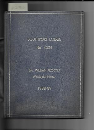 Bild des Verk�ufers f�r Masonic ephemera from the Southport, Merseyside, Lancashire area. A bound album that includes over fifty invitations to the installation of various brothers, lodge meetings, dinners . etc. during 1988-1989. Some autographed. zum Verkauf von Gwyn Tudur Davies
