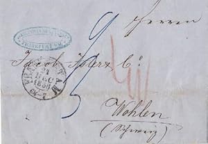 Brief nach Wohlen (Schweiz) mit Zweikreisstempel (Durchmesser 2,8 cm).