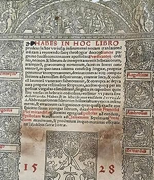 Bild des Verkufers fr 1528 The Pagnini Bible First edition Original BIBLIA HABES IN HOC LIBRO prudens lector Sanctes Pagninus POST INCUNABULA Luther Tyndale Calvine zum Verkauf von Miramar Antiques Art and Books Co. SL