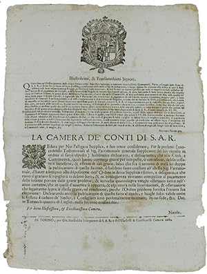 VEDUTA PER NOI L'ALLIGATA SUPPLICA, E SUO TENOR CONSIDERATO Dat' in Torino li 4 di Luglio 1682 [...