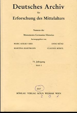 Image du vendeur pour Deutsches Archiv fr Erforschung des Mittelalters 73 Jahrgang Heft 2. mis en vente par Antiquariat Buchseite