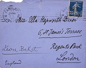 Bild des Verkufers fr Autograph letter from Leon Bakst to Ella Hepworth Dixon. zum Verkauf von Shapero Rare Books