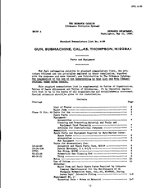 Imagen del vendedor de ORD 9 SNL A-32, Submachine, Cal. .45, Thompson, M1928A1: The Ordnance Catalog a la venta por SUNSET BOOKS