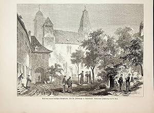 SÉLESTAT, Église Sainte-Foy de Sélestat, France, vue ca. 1872 (Schlettstadt, Elsass, Sankt-Fides-...