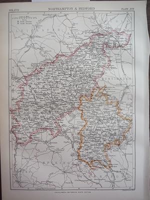 Antique Map of Northumberland and Bedford from Encyclopaedia Britannica, Ninth Edition Vol. XVII ...