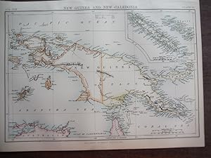 Antique Map of New Guinea and New Caledonia from Encyclopaedia Britannica, Ninth Edition Vol. XVI...