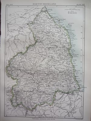 Antique Map of Northumberland from Encyclopaedia Britannica, Ninth Edition Vol. XVII Plate XIX (1...