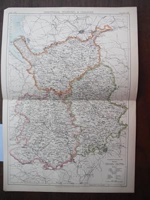 Antique Map of Shropshiire, Stafford, & Cheshire from Encyclopaedia Britannica, Ninth Edition Vol...
