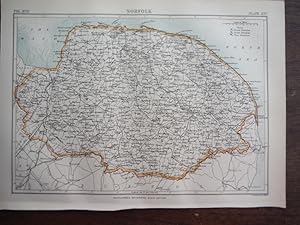 Antique Map of Norfolk from Encyclopaedia Britannica, Ninth Edition Vol. XVII Plate XVI (1884)