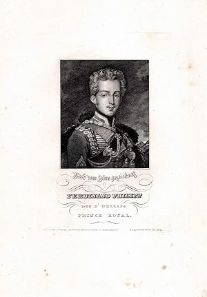 Seller image for Ferdinand Philipp Duc d'Orleans, Prince Royal. Nach dem Leben gezeichnet. Stahlstich-Portrt von Metzeroth. for sale by Antiquariat Dennis R. Plummer