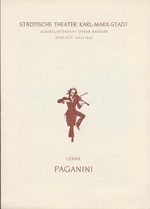 Imagen del vendedor de Programmheft Franz Lehar PAGANINI Spielzeit 1954 / 55 a la venta por Programmhefte24 Schauspiel und Musiktheater der letzten 150 Jahre