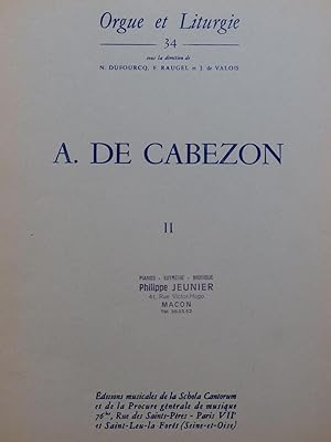 Bild des Verkufers fr DE CABEZON Antonio Pices Volume II pour Orgue 1957 zum Verkauf von partitions-anciennes