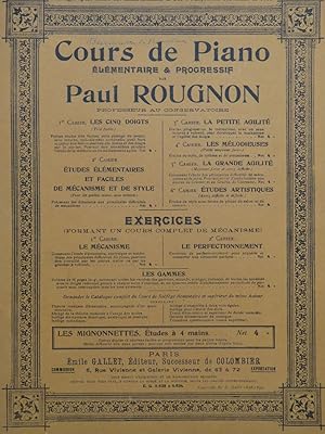 ROUGNON Paul Ecole des Gammes Arpèges et Cadences Piano 1900