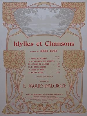 Immagine del venditore per JAQUES-DALCROZE E. Au bois de l'amour Chant Piano 1907 venduto da partitions-anciennes