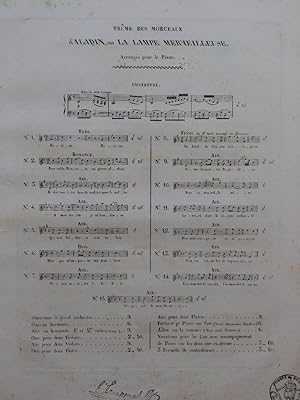 Bild des Verkufers fr BENINCORI A. M. Aladin ou La Lampe Merveilleuse No 9 Chant Piano ou Harpe ca1825 zum Verkauf von partitions-anciennes